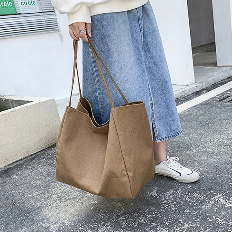 Large Capacity Canvas Tote – Eco-Friendly Reusable Shopper Shoulder Bag for Women