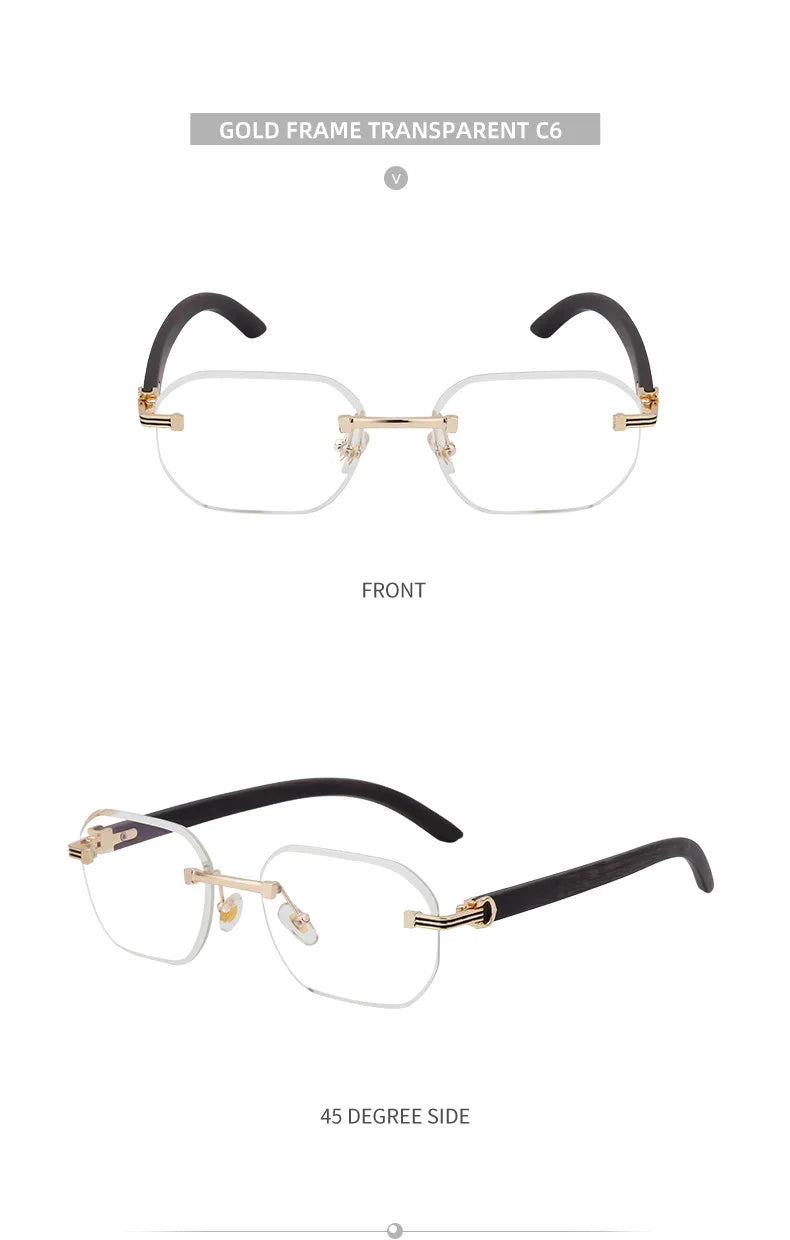 Vintage Square Rimless Sunglasses – Luxury Punk UV400 Anti Blue Light for Men 2025