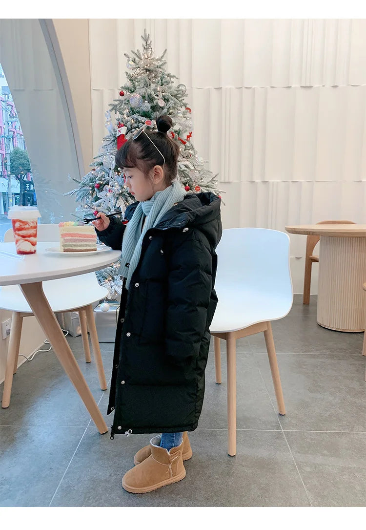 Winter Warm Girls Hooded Puff Jacket – Cotton Lined Zipper Coat, Thick Kids School Outfits 2-14Y