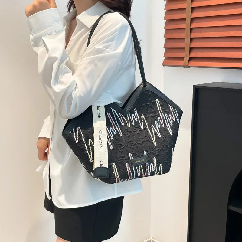Large Capacity PU Tote – Minimalist Versatile Shoulder Bag for Women
