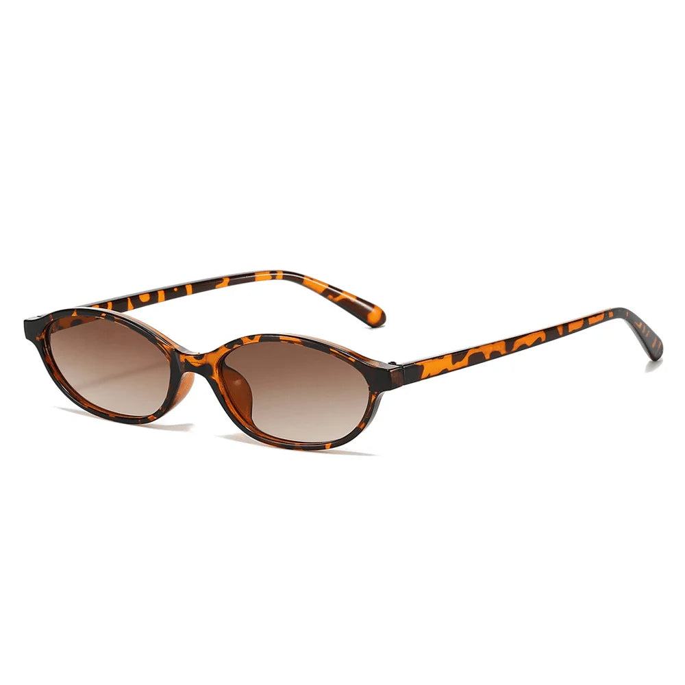 2025 Women’s Leopard Brown Sunglasses – Retro Oval Small Frame Fashion Eyewear
