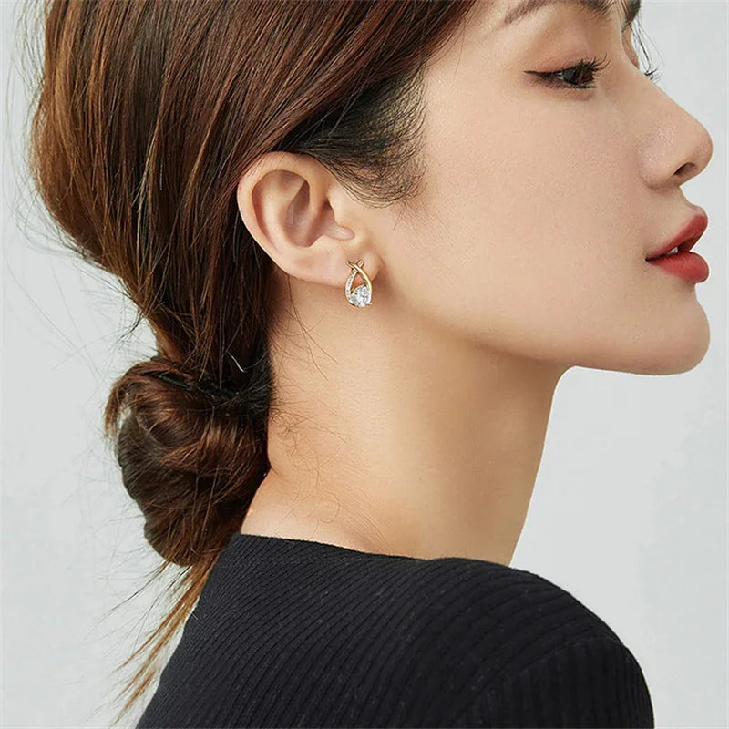 Crystal Cross Stud Earrings – Elegant Korean Style Women’s Jewelry