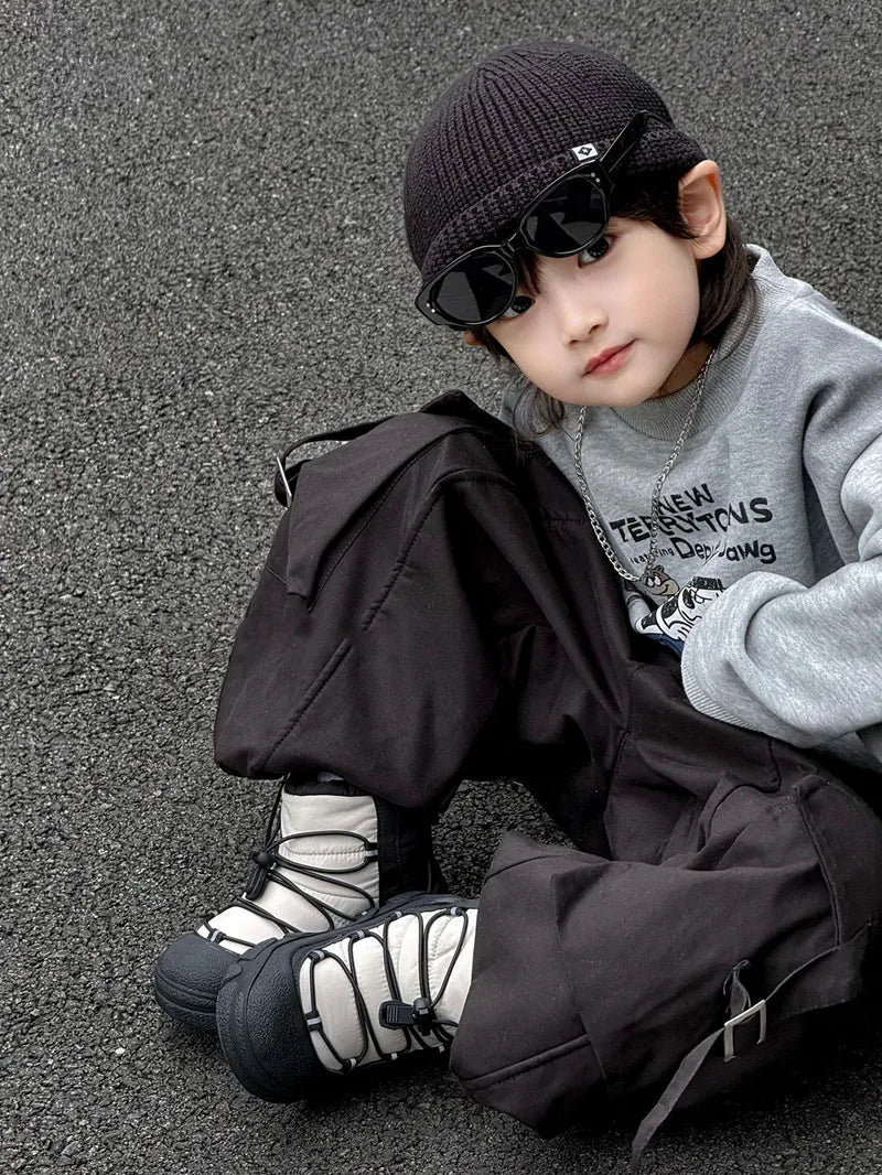 Children Winter Snow Boots – Waterproof Warm Cotton Shoes Boys Girls Outdoor Non-Slip School Boots