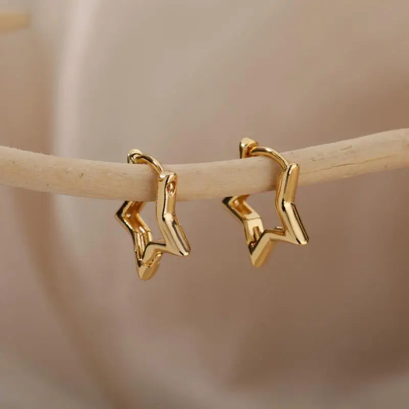 Gold Heart Zircon Hoop Earrings – Waterproof Stainless Steel Jewelry