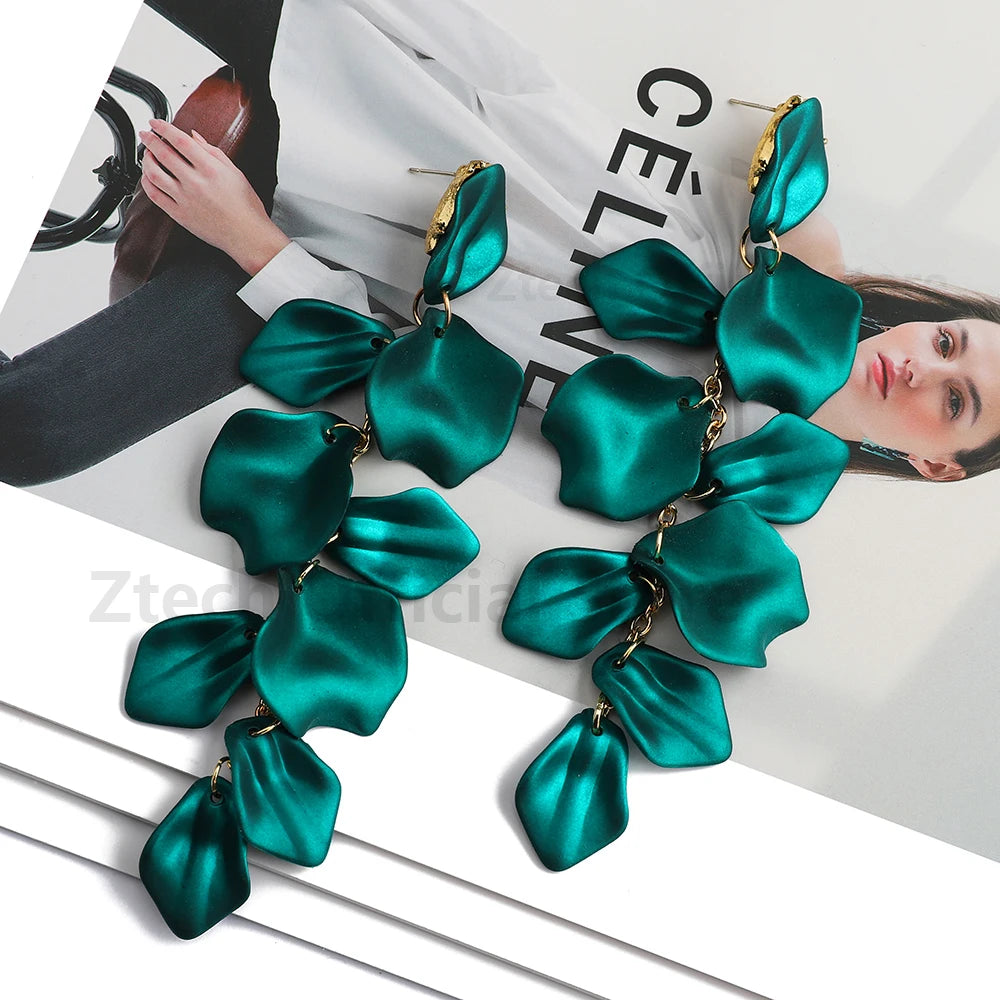 Multicolor Acrylic Petal Tassel Earrings – Luxury Women’s Wedding Jewelry