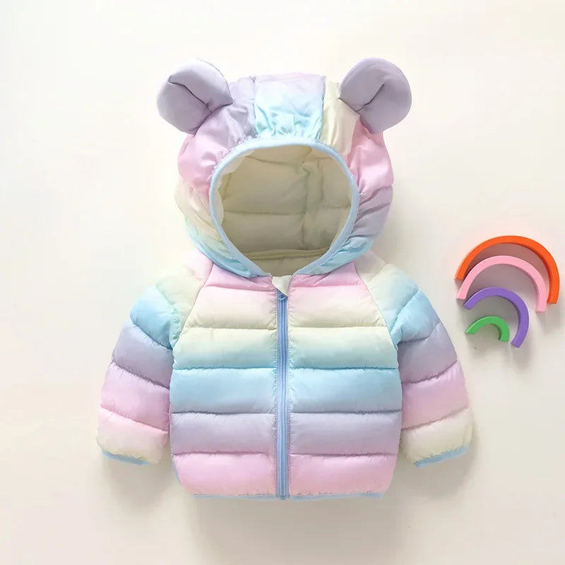 Kids Winter Hooded Down Jacket – Baby Boys & Girls Lightweight Cartoon Print Warm Coat