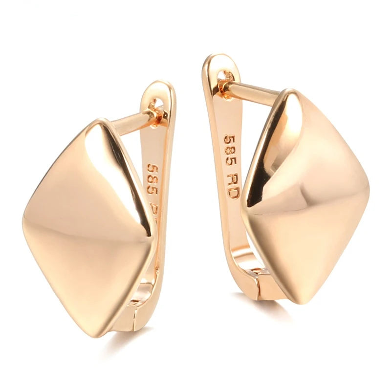 585 Rose Gold Square Dangle Earrings – Glossy Women’s Fine Jewelry