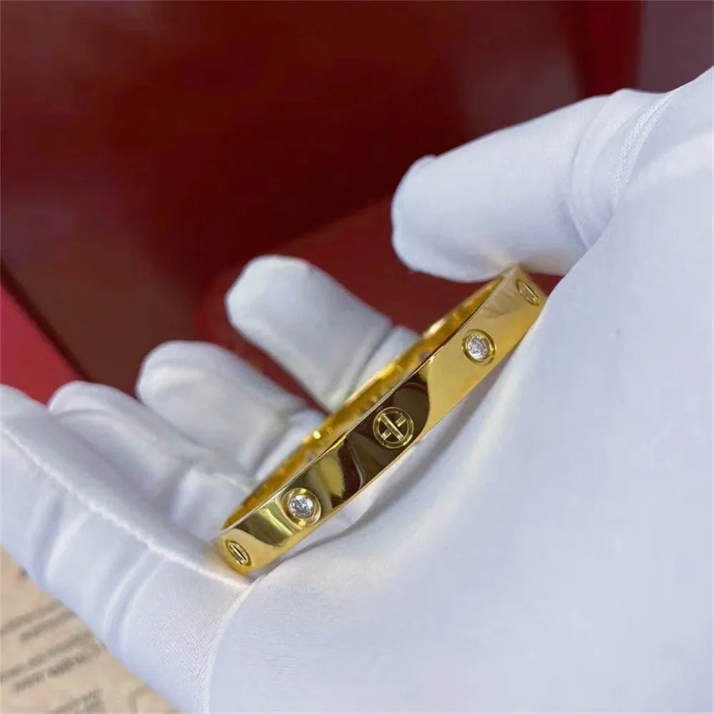 2023 Gold Zircon Cross Nail Bracelet – Stainless Steel Bangle for Women
