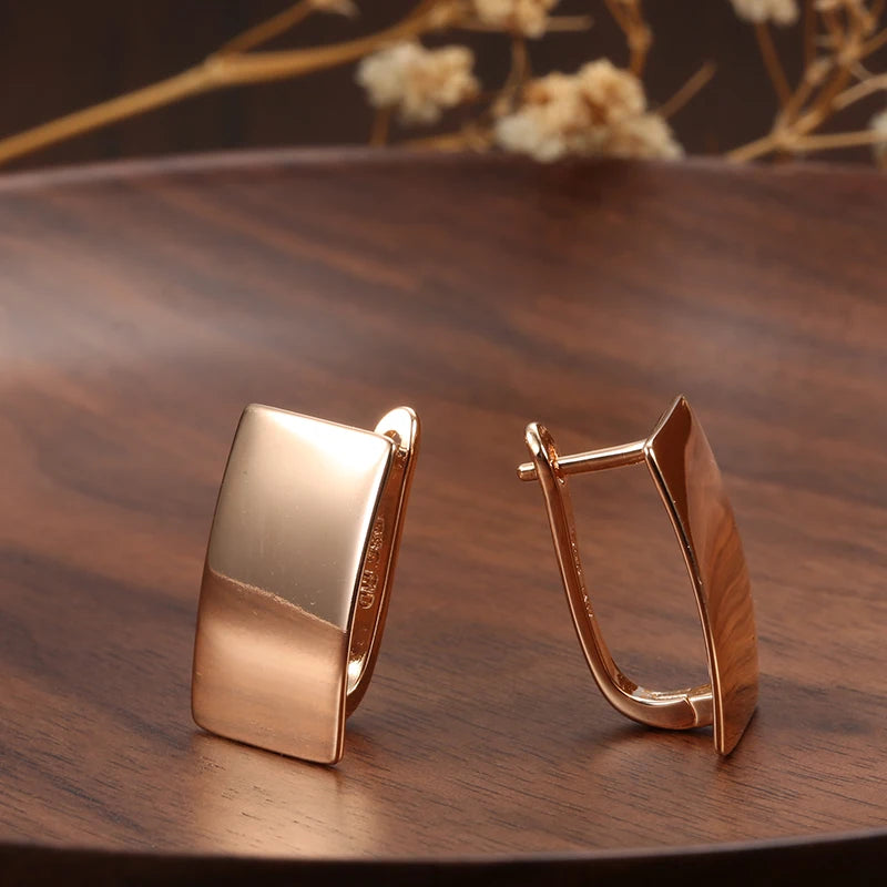 585 Rose Gold Square Dangle Earrings – Glossy Women’s Fine Jewelry