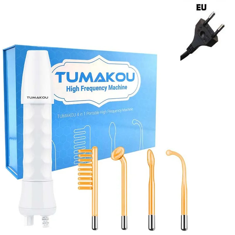 High Frequency Facial Wand – Portable Skin Care Machine with 4 Tube Attachments