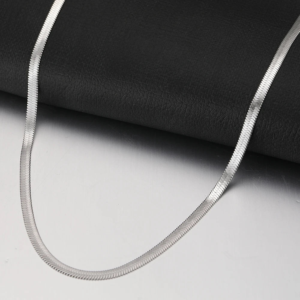 Stainless Steel Herringbone Snake Chain – Unisex Waterproof Choker Necklace