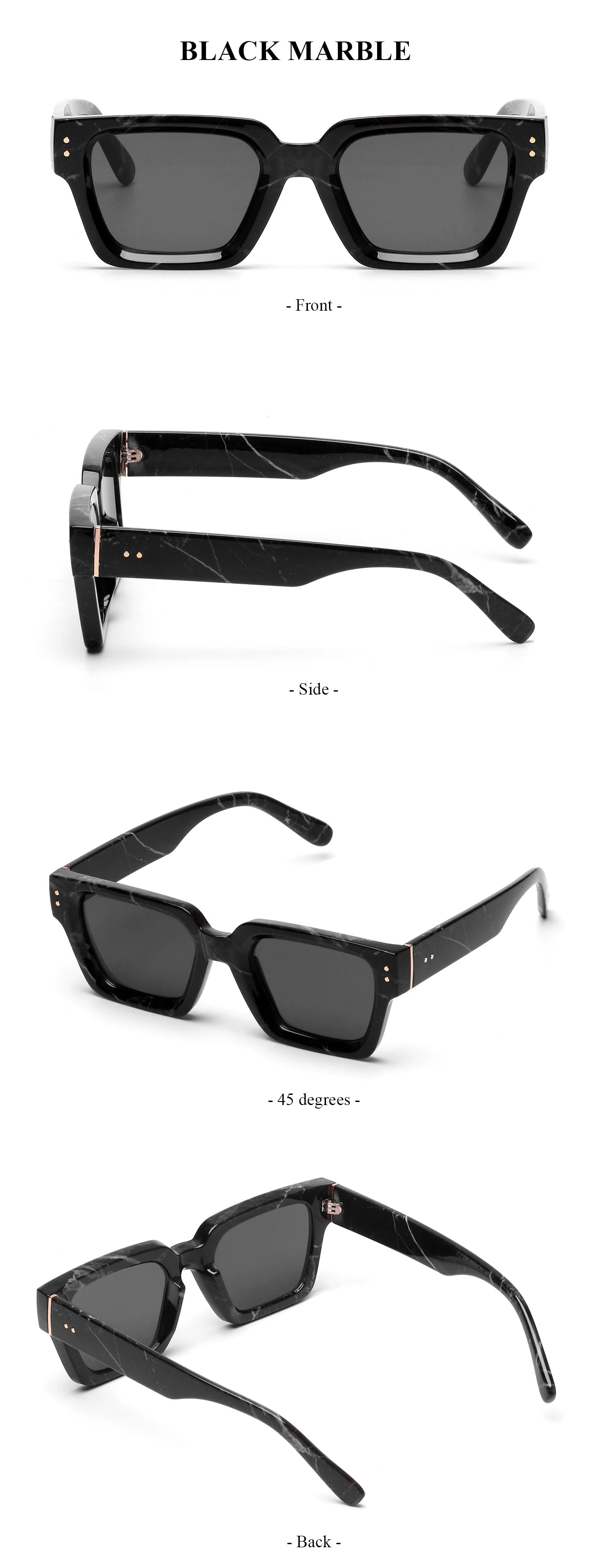 Ruiao 2025 Luxury Premium Black Designer Square Sunglasses – Unisex for Men & Women