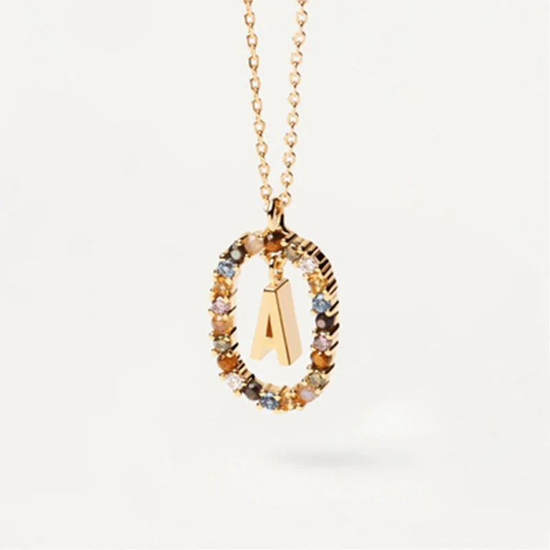 26 English Letter Pendant 925 Sterling Zircon Necklace – Fine Jewelry Choker for Women