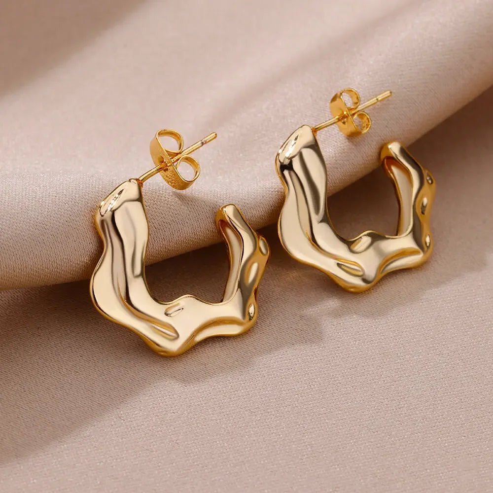 Gold Heart Zircon Hoop Earrings – Waterproof Stainless Steel Jewelry