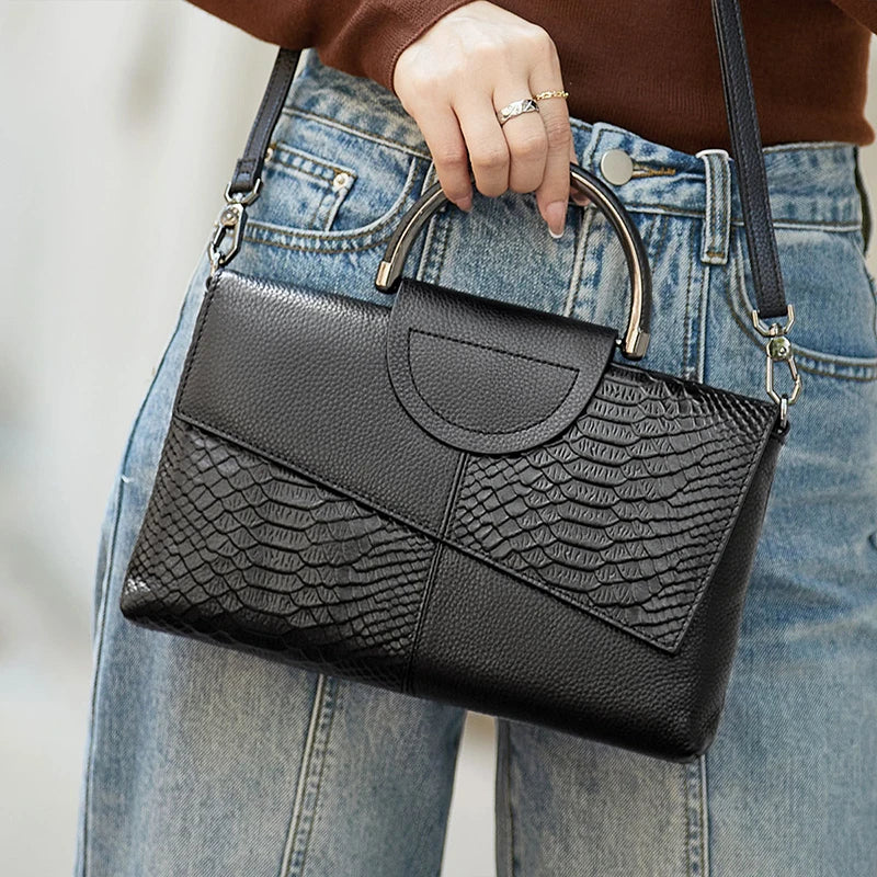 PU Synthetic Leather Crossbody Bag – Casual & Wedding Alligator Pattern Flap Handbag for Women
