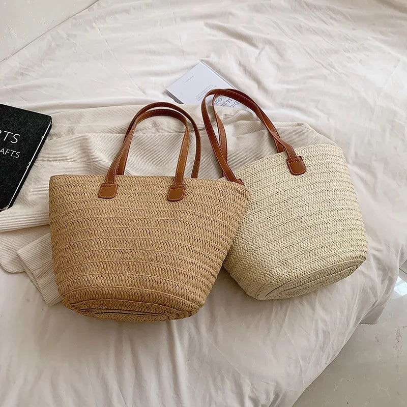 Luxury Straw Beach Tote – Large Capacity Summer Shoulder Bag for Women