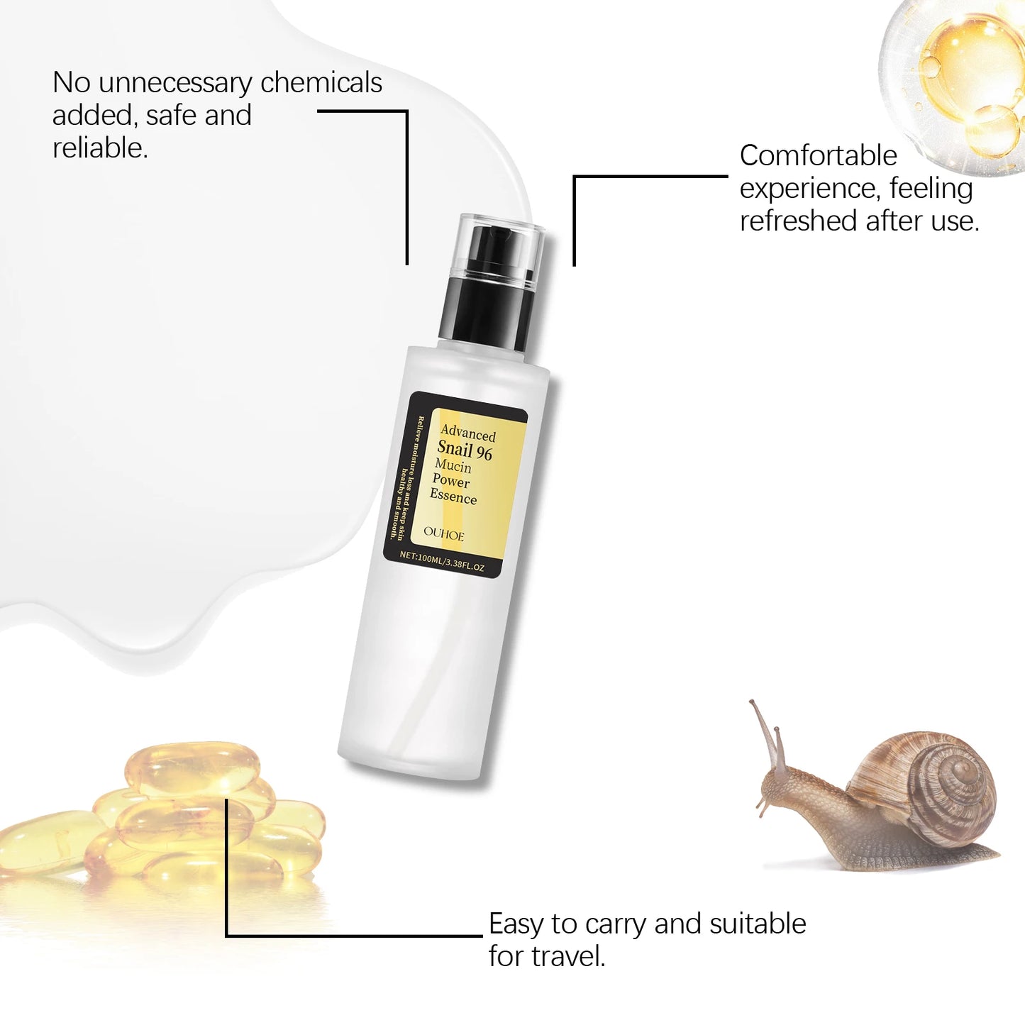 Ouhoe Snail Collagen Face Cream – Repair Essence, Moisturizing, Lifting, Firming, Smoothing & Nourishing Korean Skincare