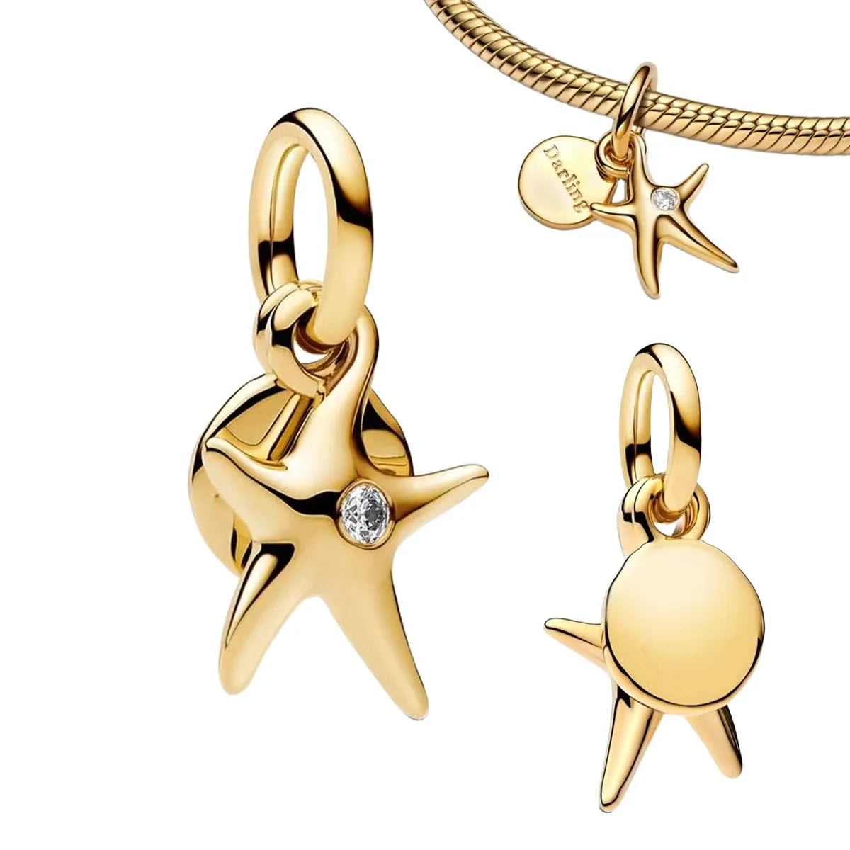 Gold Charms 925 Sterling Silver Beads – Starfish, Octopus & Shell Earrings for Women’s DIY Jewelry