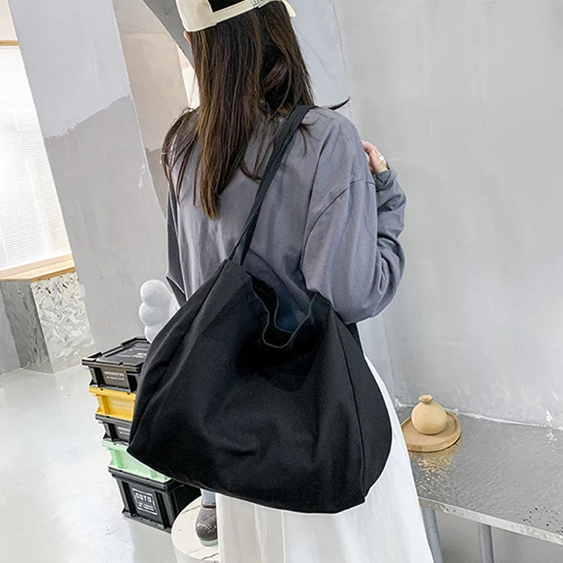 Large Capacity Canvas Tote – Eco-Friendly Reusable Shopper Shoulder Bag for Women