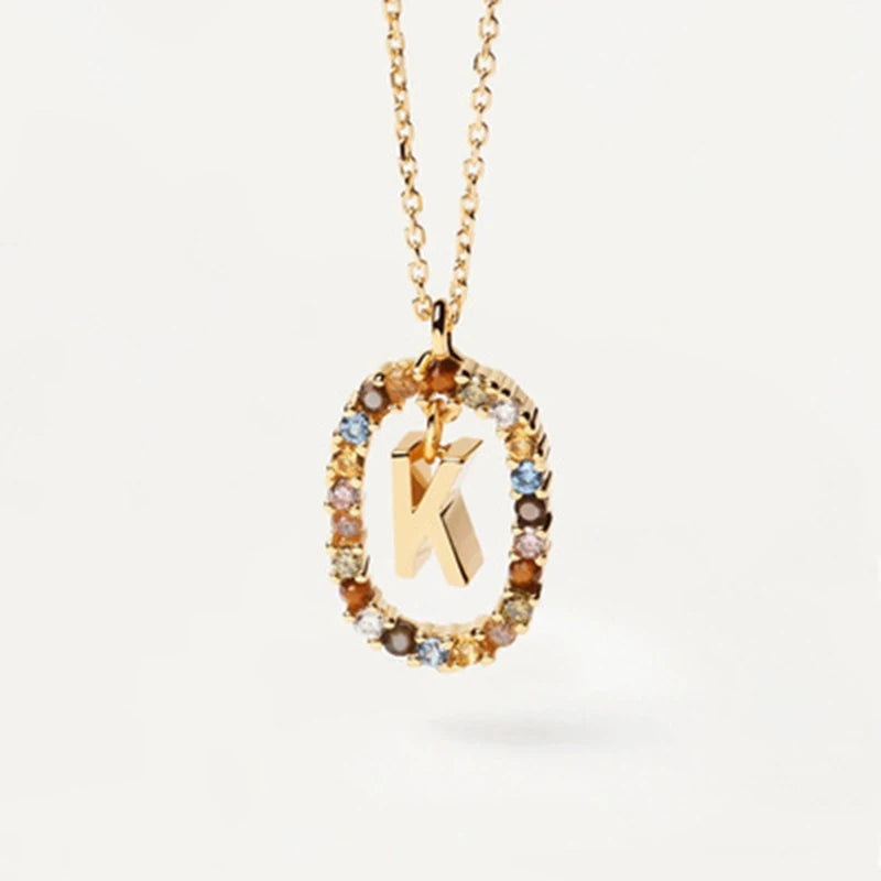 26 English Letter Pendant 925 Sterling Zircon Necklace – Fine Jewelry Choker for Women
