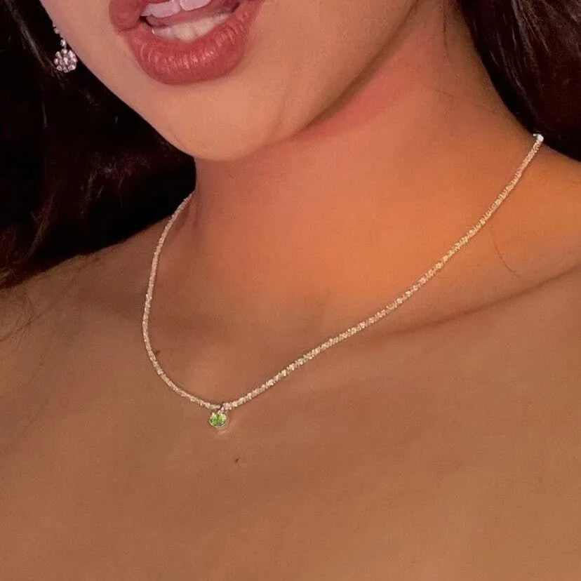 Silver Sparkling Clavicle Chain Necklace – Trendy Korean Wedding Party Jewelry for Women