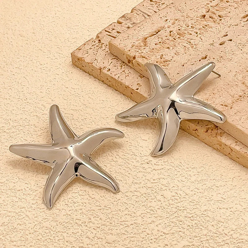 Boho Starfish Shell Ear Cuffs – Asymmetrical Beach Party Earrings for Women