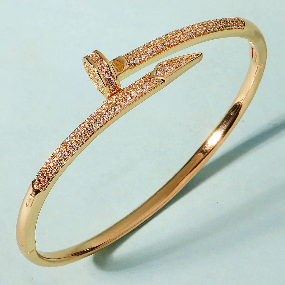 Classic Stainless Steel Nail Bracelet – Sparkling Zircon Bangle Jewelry Gift