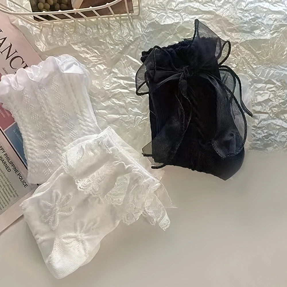 Kawaii Lace Ankle Socks – 6 Pairs Japanese Ruffle Style