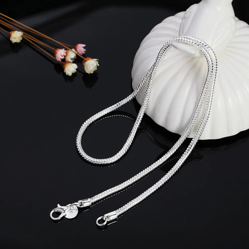 40-75cm 925 Sterling Silver Snake Chain Necklace – 1MM/2MM/3MM Pendant Jewelry for Men & Women