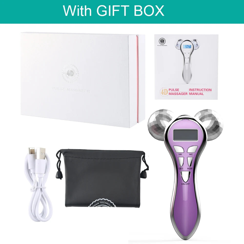 4D EMS Face Massager Roller – Microcurrent Lifting Device for Face, Neck & Eyes