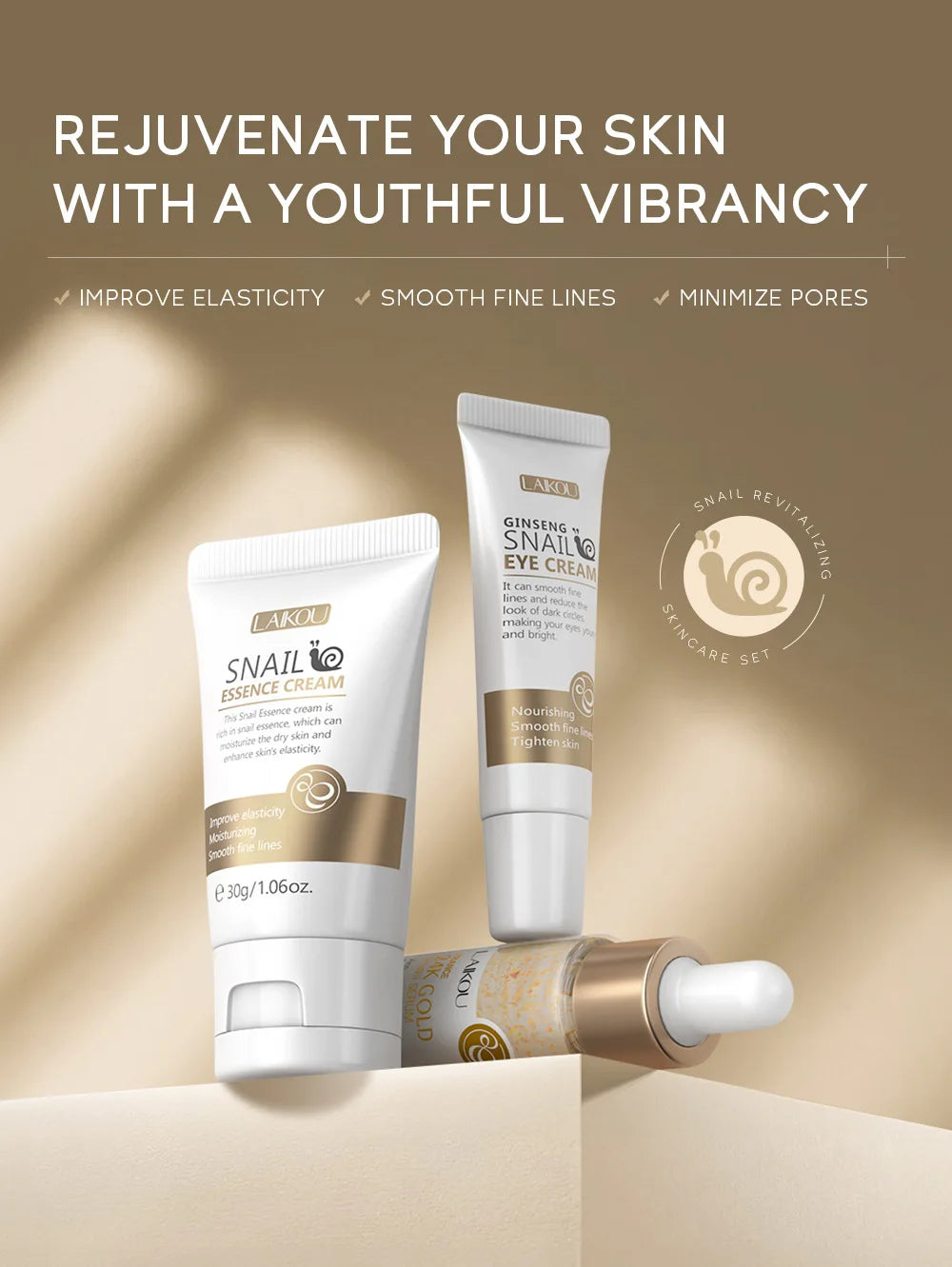 LAIKOU Vitamin C Skincare Set – Serum, Eye & Face Cream (3pcs)