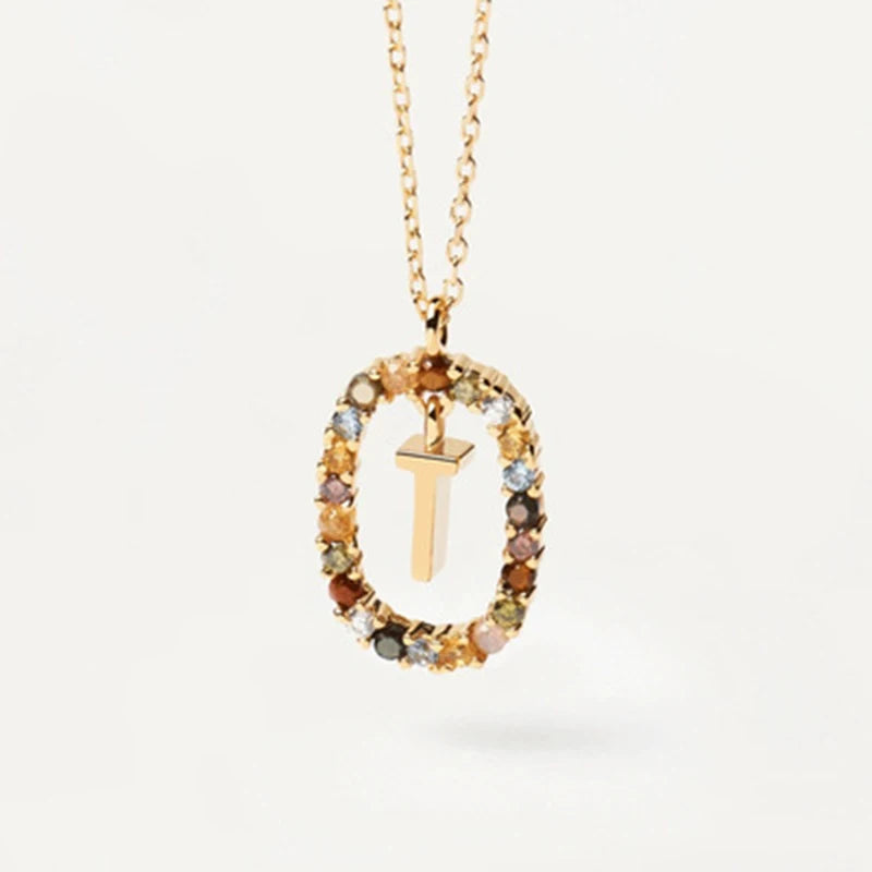 26 English Letter Pendant 925 Sterling Zircon Necklace – Fine Jewelry Choker for Women