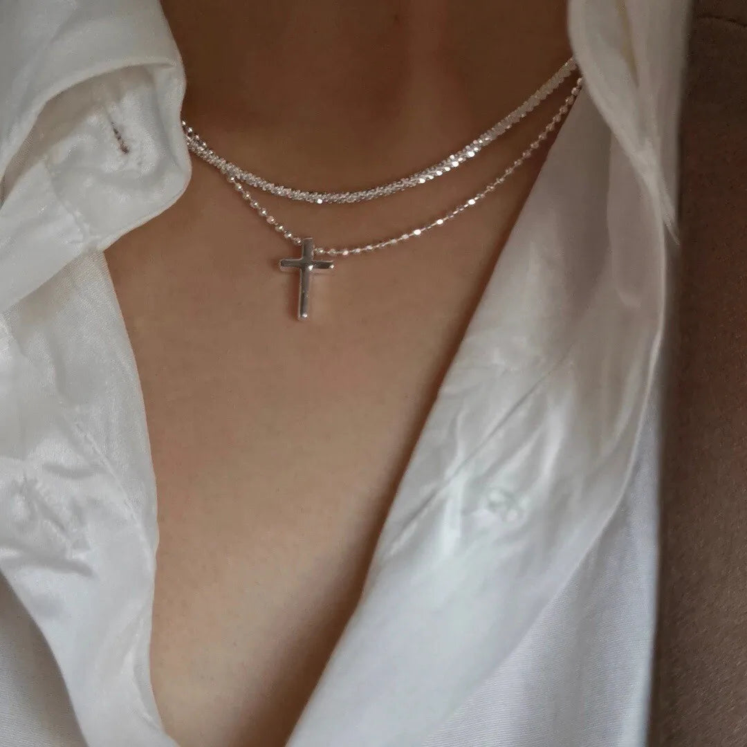 Silver Sparkling Clavicle Chain Necklace – Trendy Korean Wedding Party Jewelry for Women