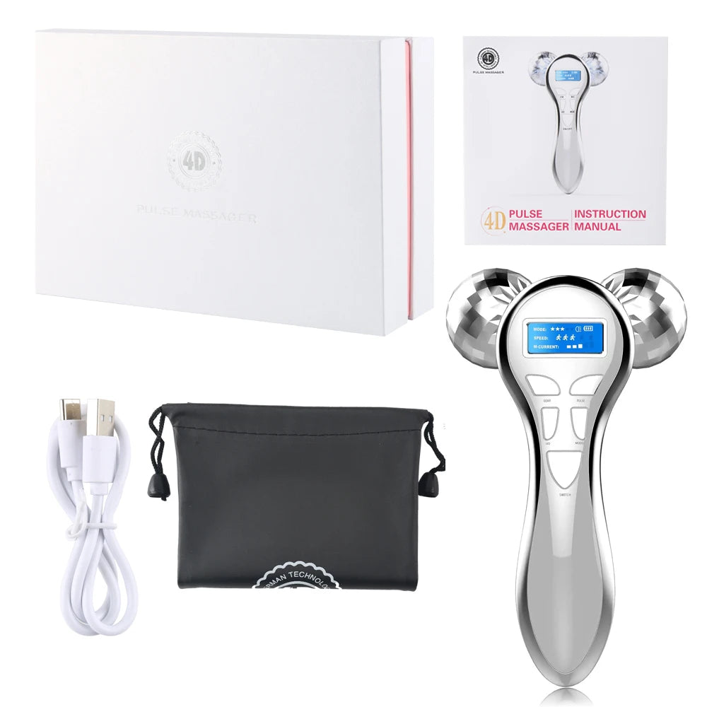 4D EMS Face Massager Roller – Microcurrent Lifting Device for Face, Neck & Eyes
