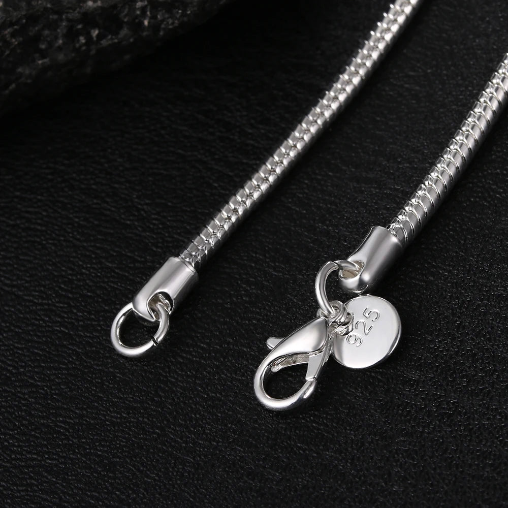 40-75cm 925 Sterling Silver Snake Chain Necklace – 1MM/2MM/3MM Pendant Jewelry for Men & Women
