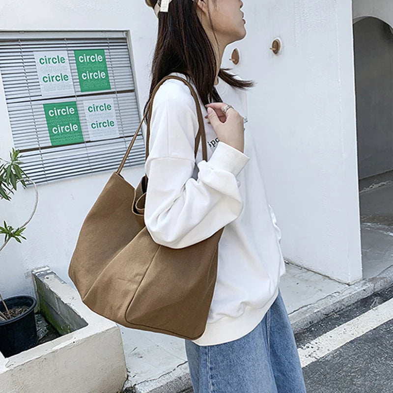 Large Capacity Canvas Tote – Eco-Friendly Reusable Shopper Shoulder Bag for Women