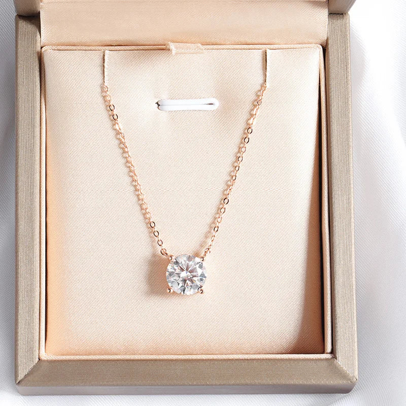 Smyoue 1-5CT Rose Gold Moissanite Necklace – D Color Sparkling Classic Pendant, 925 Sterling Silver