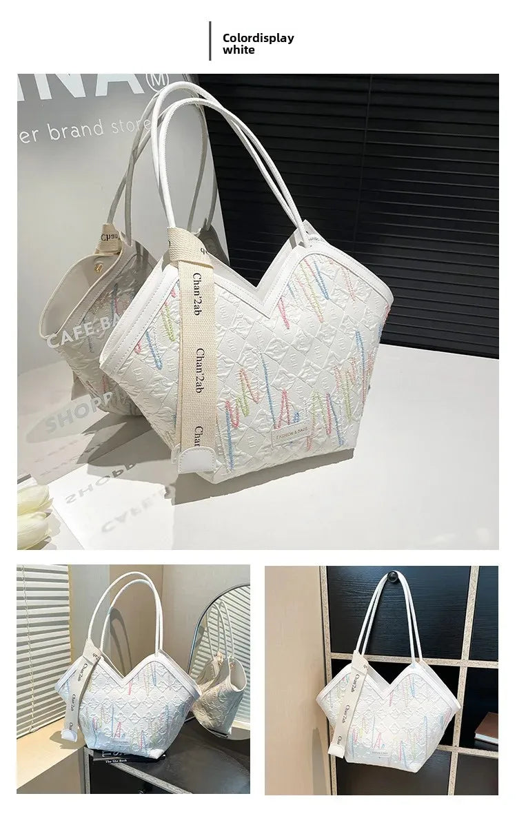 Large Capacity PU Tote – Minimalist Versatile Shoulder Bag for Women