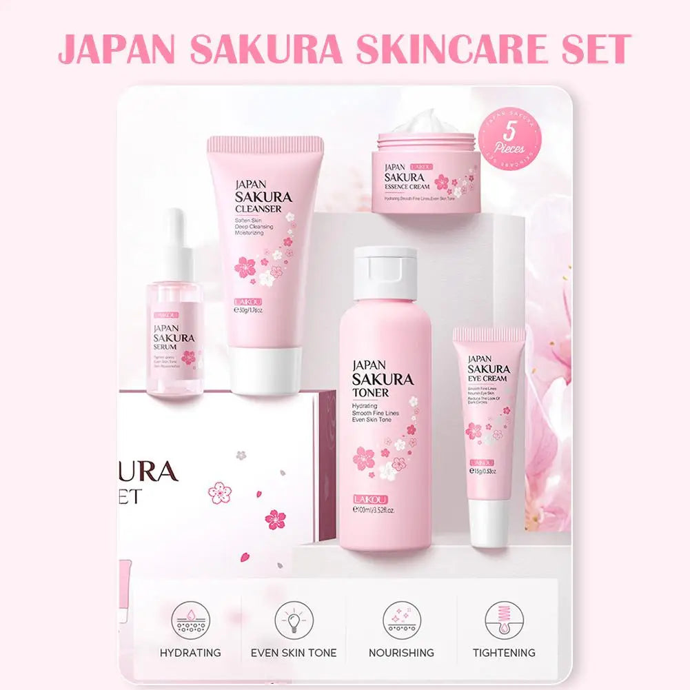 Sakura Skincare Gift Set – Cream, Toner, Serum & More (3/5pcs)