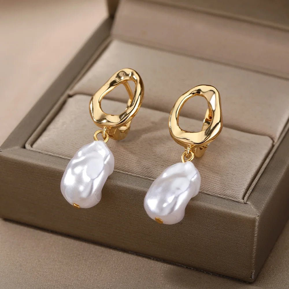 Gold Heart Zircon Hoop Earrings – Waterproof Stainless Steel Jewelry