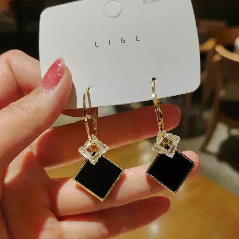 Rectangular Zircon Earrings – Elegant Women’s Wedding Jewelry