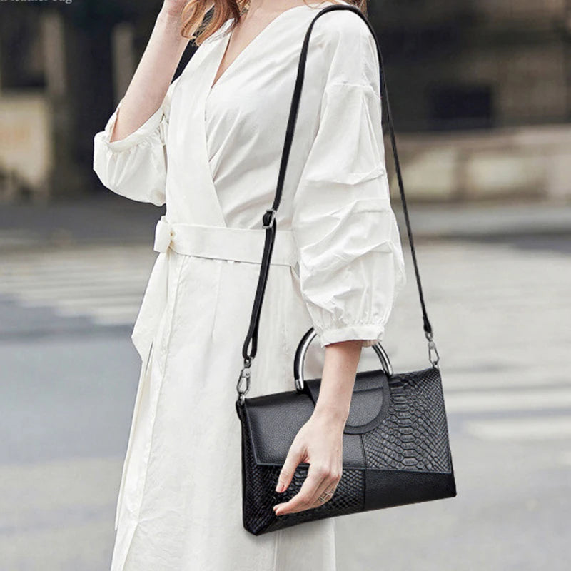 PU Synthetic Leather Crossbody Bag – Casual & Wedding Alligator Pattern Flap Handbag for Women