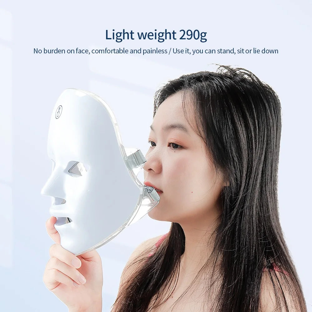Wireless 7-Color LED Face Beauty Machine – Photon Therapy Facial & Neck Mask for Skin Tightening and Rejuvenation