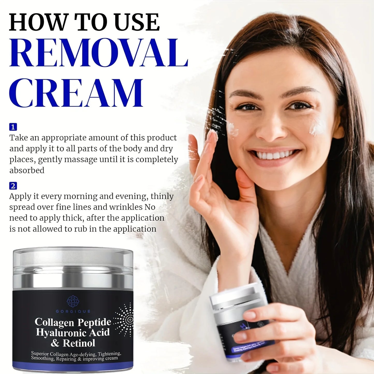 Collagen Peptide Cream – Anti-Wrinkle Hyaluronic Acid & Retinol Face Moisturizer for Firming & Tightening
