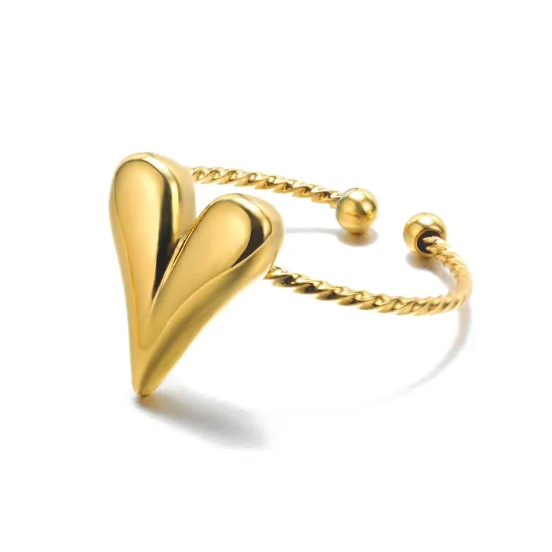 Zircon Little Heart Stainless Steel Ring – Minimalist Dainty Valentine’s Gift for Women