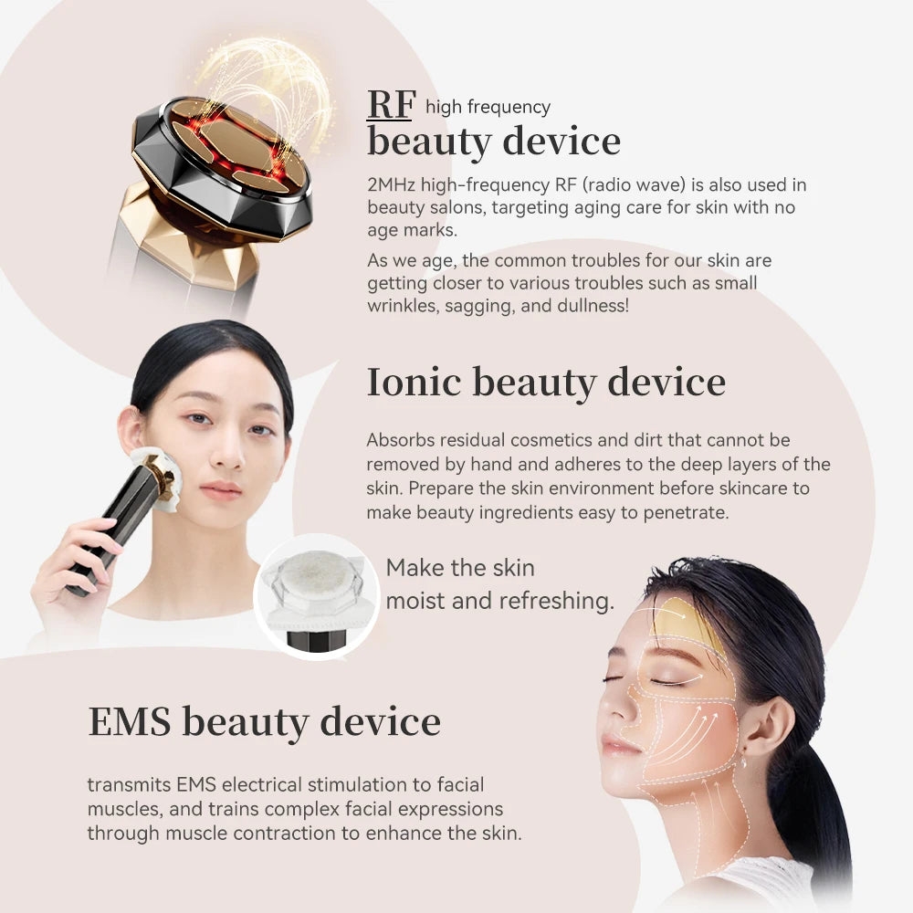 ANLAN Pro Skincare Device – 18K Gold RF EMS Facial Massager for Skin Tightening & Lifting