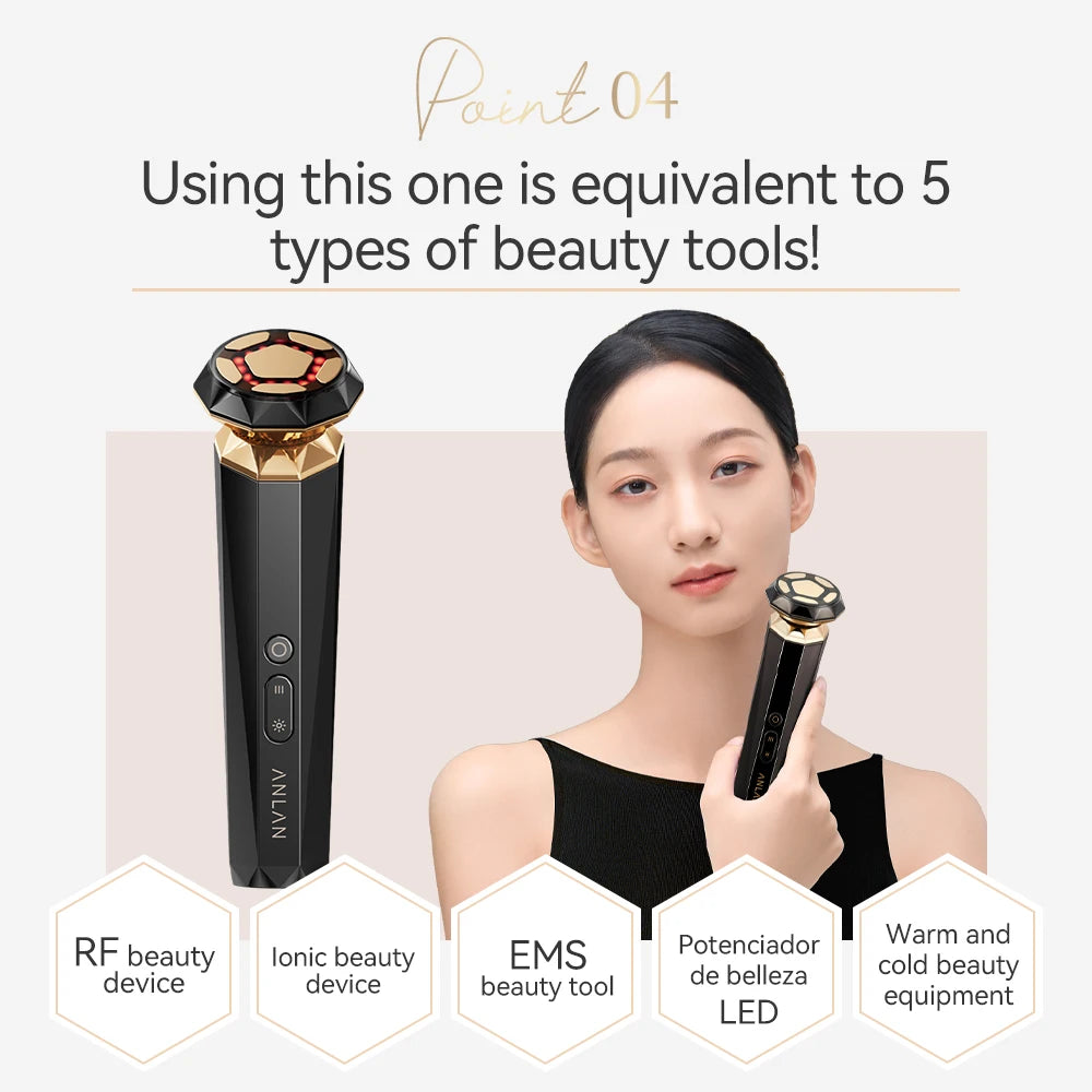 ANLAN Pro Skincare Device – 18K Gold RF EMS Facial Massager for Skin Tightening & Lifting