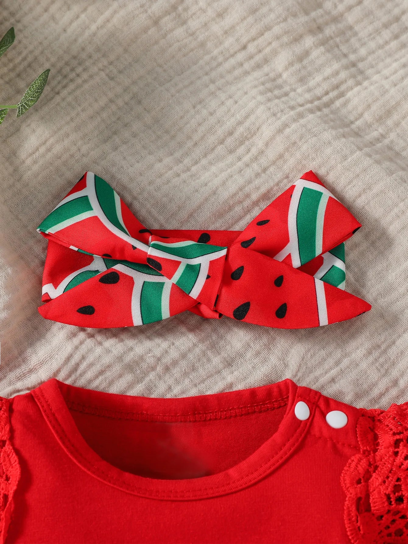 Baby Girl Watermelon Outfit – Sleeveless Summer Shirt Set