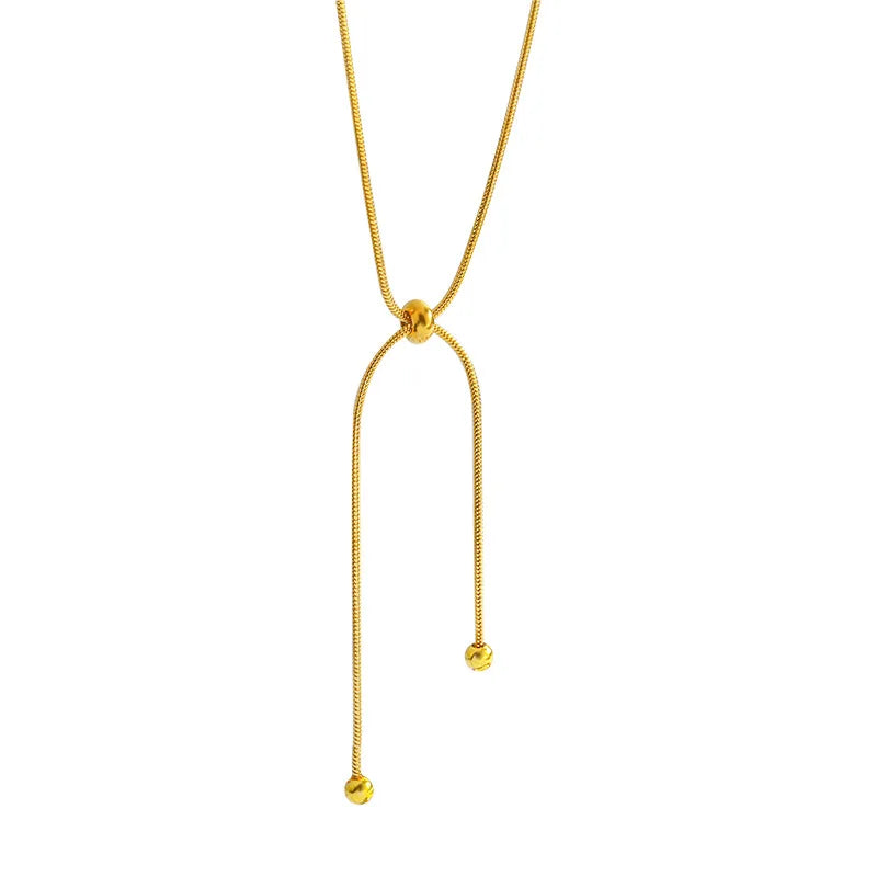 DIEYURO Stainless Steel Retro Adjustable Gold Clavicle Necklace – Simple Unique Design for Women