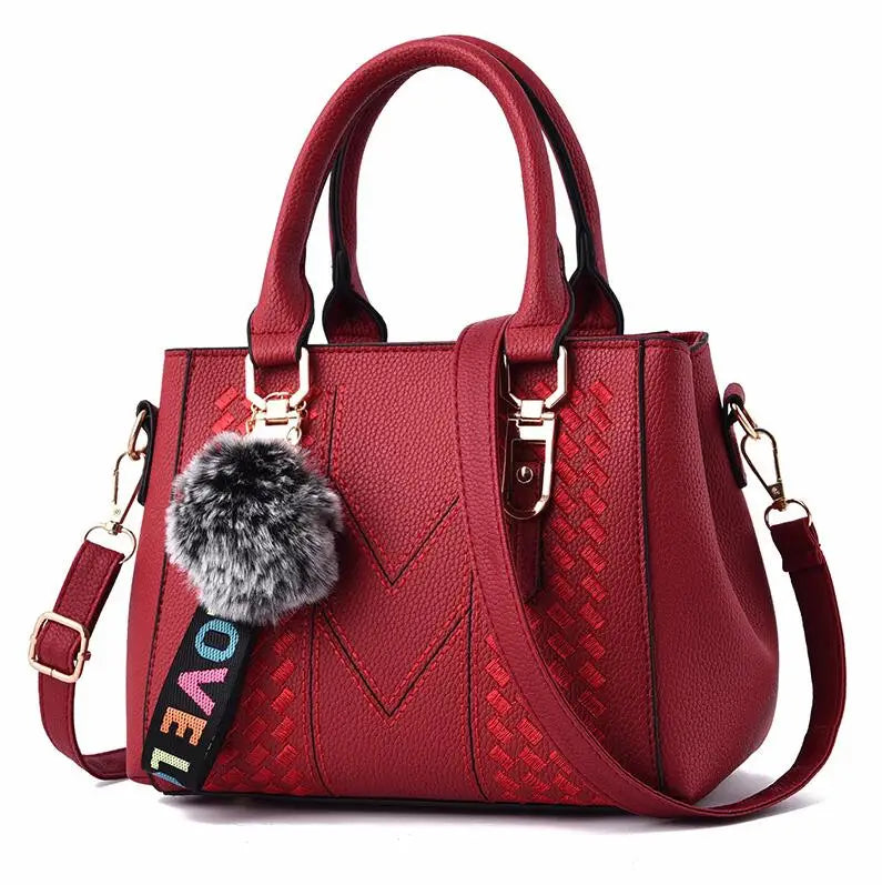 Embroidered Leather Handbag – Stylish Messenger Shoulder Bag for Women